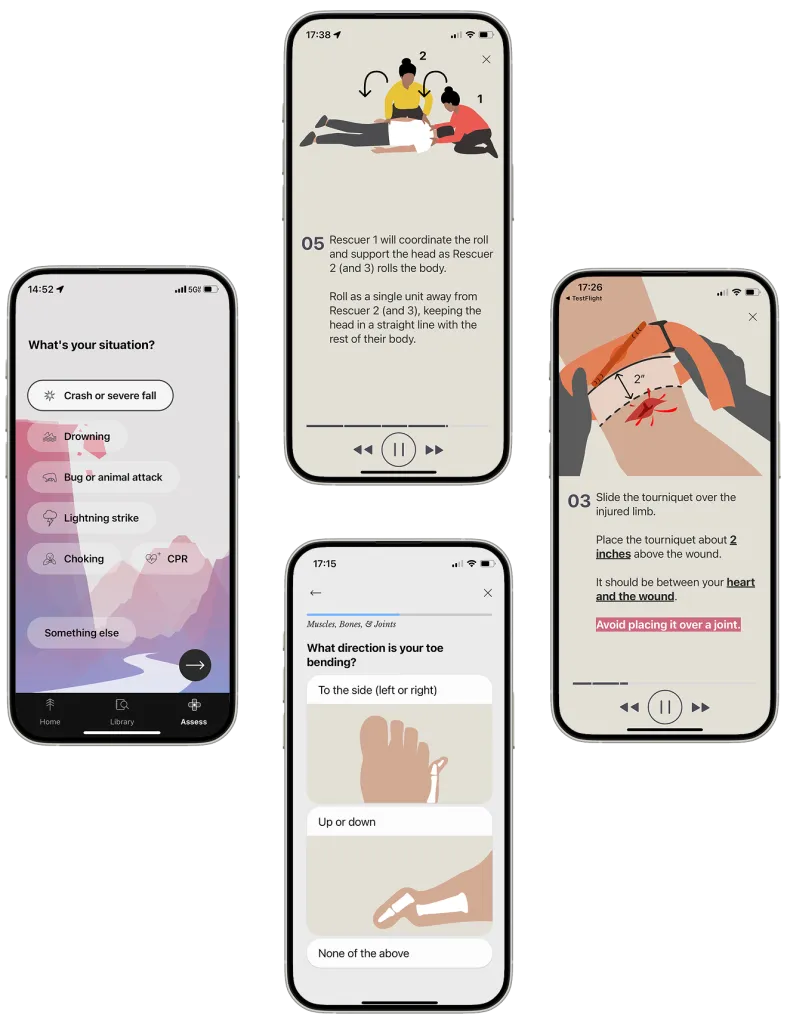 Camp visual guide app screens